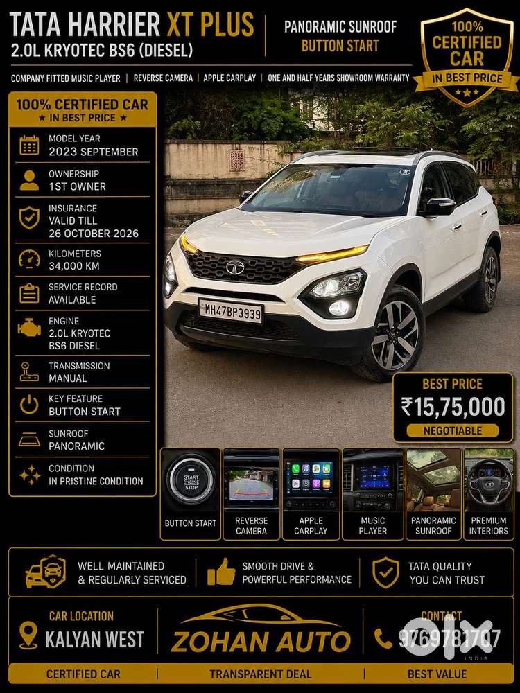 Tata Safari 2.0 Kryotec Xta Plus Dark Edtition, 2022, Diesel