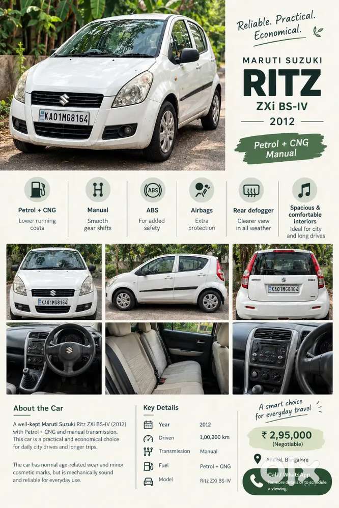 Maruti Suzuki Ritz Zxi Bs-iv 2012  Petrol + Cng