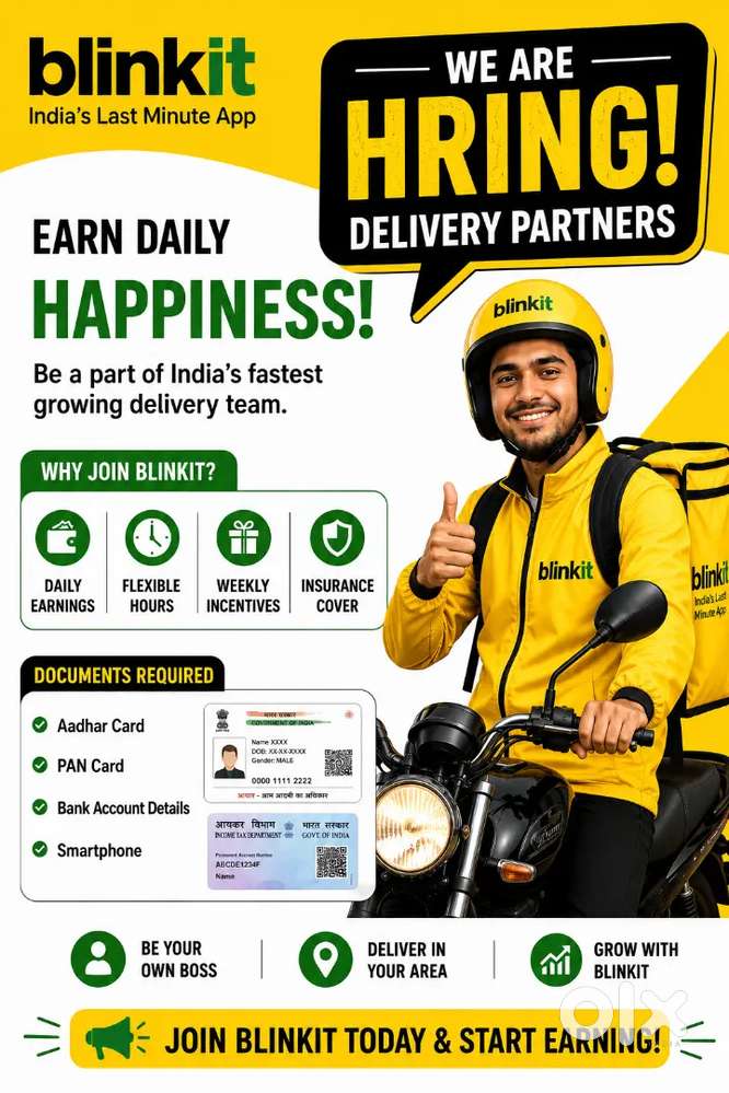 Hiring for Blinkit delivery boys at Jaipur