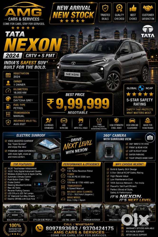 Tata Nexon Creative Plus S 1.2 Revotron Petrol 6 Mt Dt, 2024, Petrol