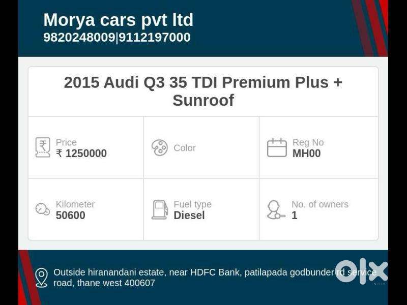 Audi Q3 2.0 35 Tdi Premium Plus Sunroof, 2015, Diesel