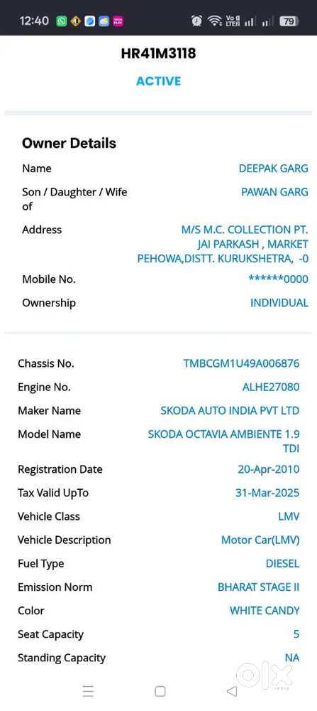 Skoda Octavia 2010 First Owner
