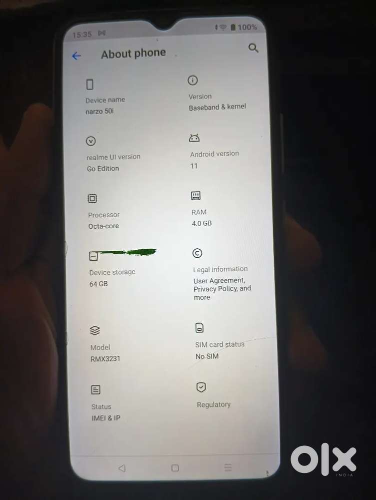 Mobile with box, charger, pin, etc