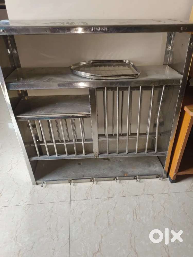 Kitchen bartan stand / steel shelf for utensils