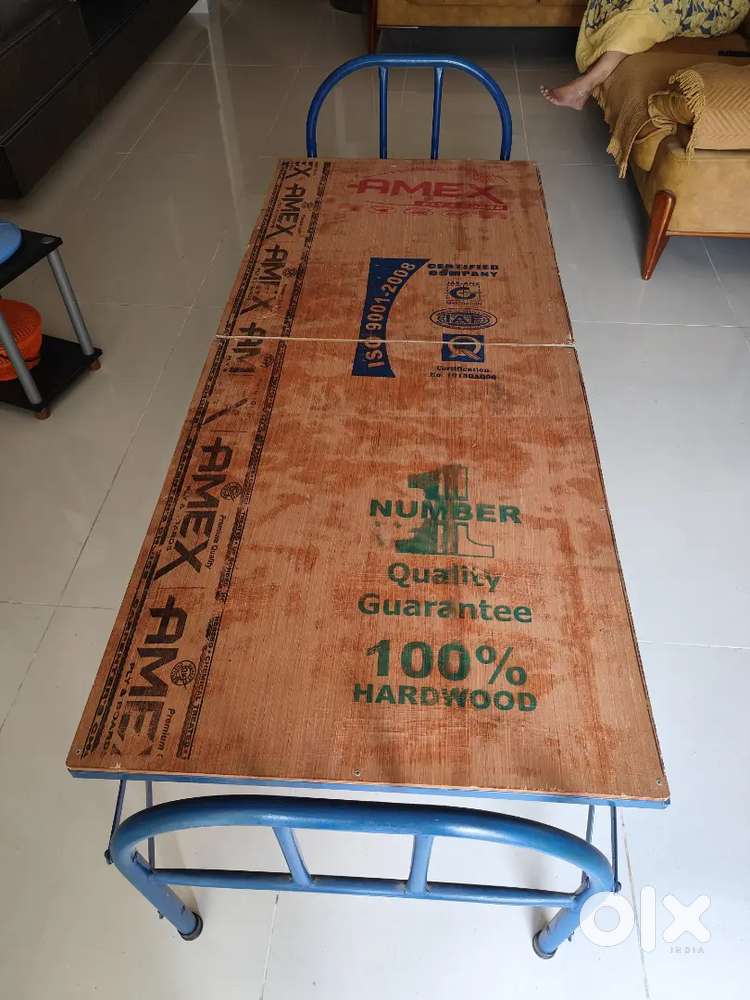 Folding Steel Cot with plywood top Beds Wardrobes 1814195204