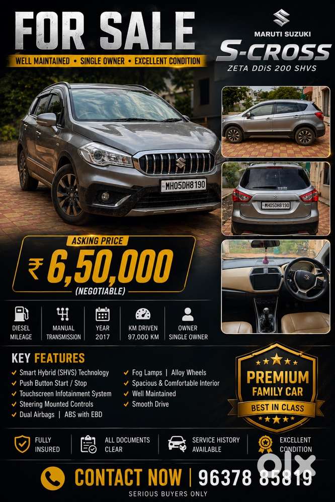 2017 Maruti Suzuki S Cross Zeta Shvs Diesel