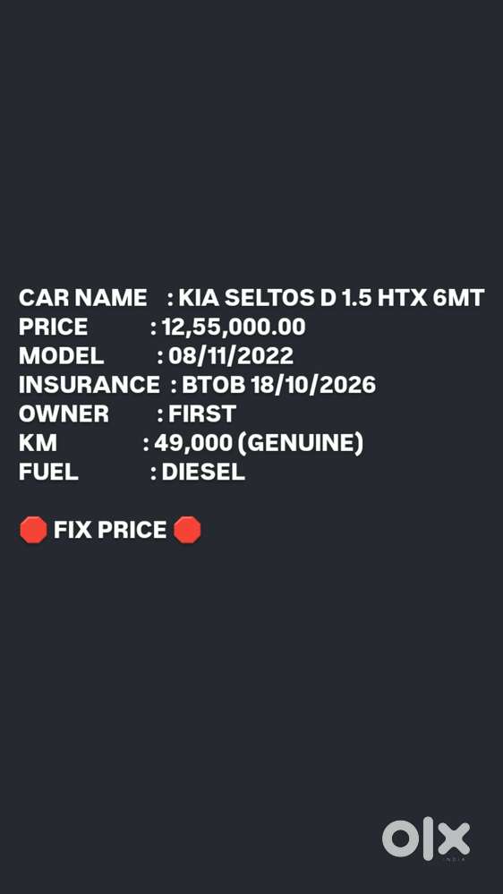 Kia Seltos Htx D, 2022, Diesel