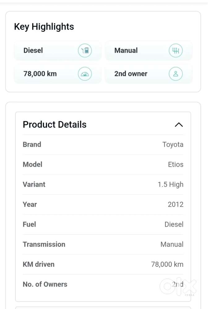 Toyota Etios Gd, 2012, Diesel