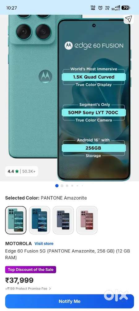 Moto edge 60 fusion 265GB/12GP+(12GB RAM)