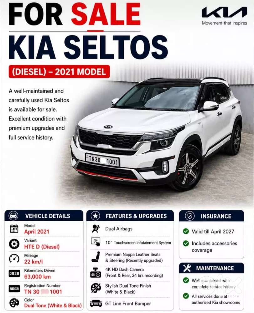 Kia Seltos 2021 Diesel 65000 Km Driven