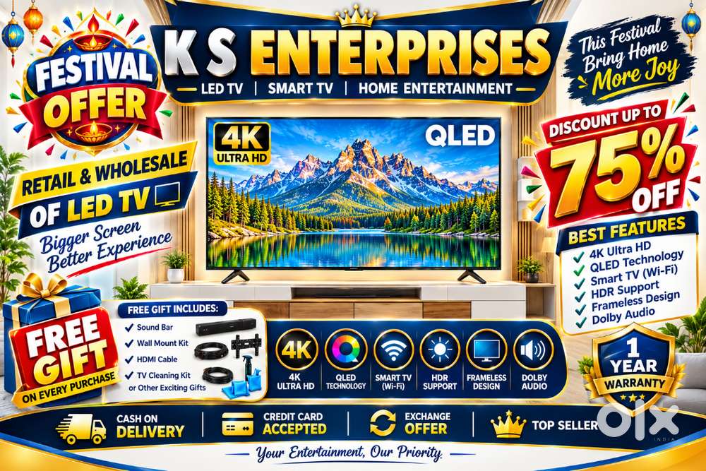 65 INCH SMART LED TV, 4K,VOICE COMMAND, BLUE TOOTH IN 39,999/- ONLY.