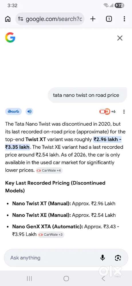 Tata Nano Twist. Neat Condition. Power Steering.