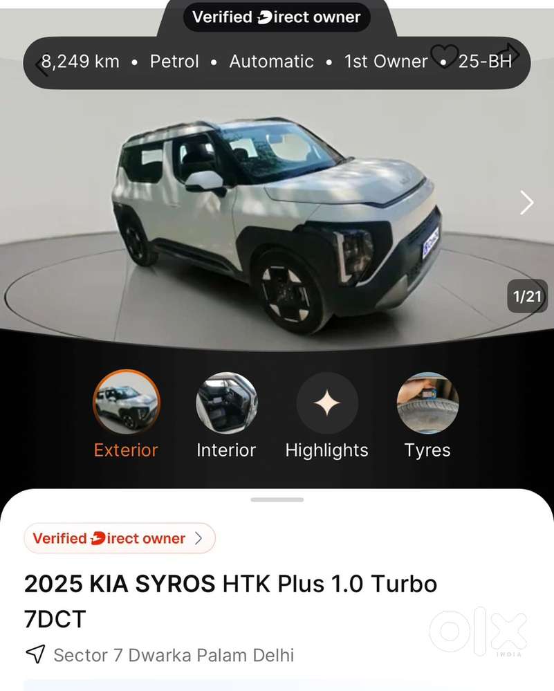 Kia Syros 2025 Petrol Automatic 8208 Km Driven