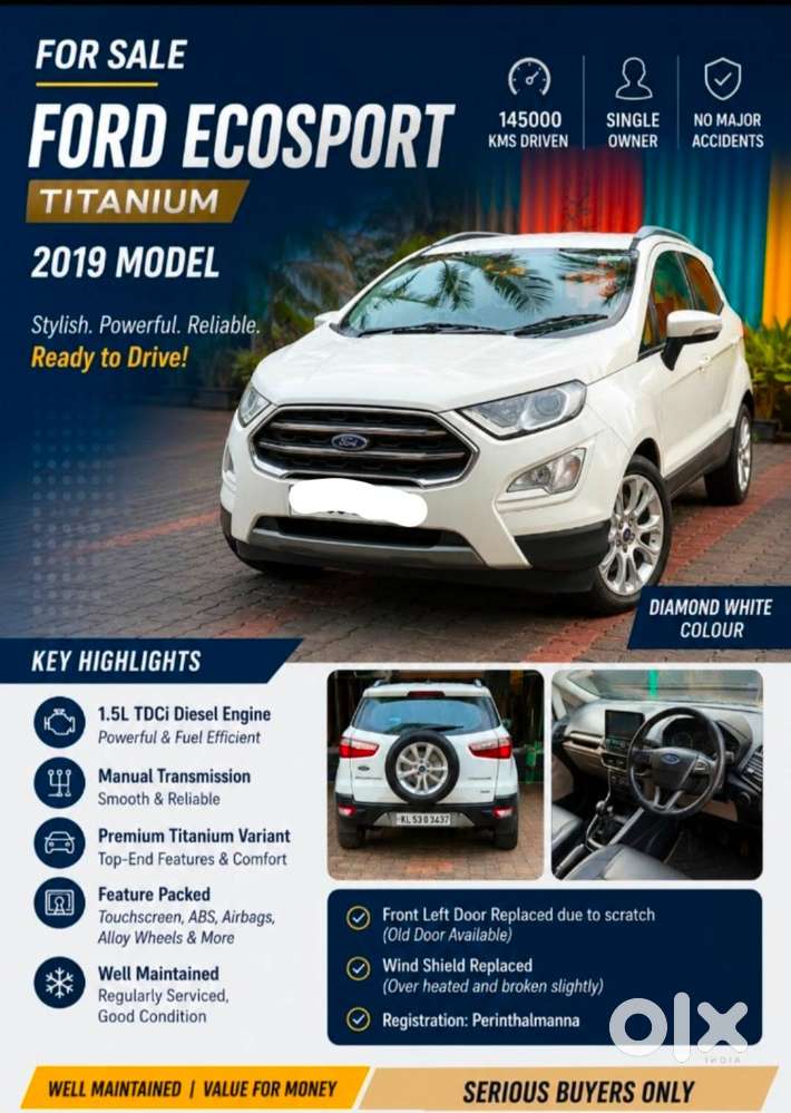 2019 White Ecosport Single Owner