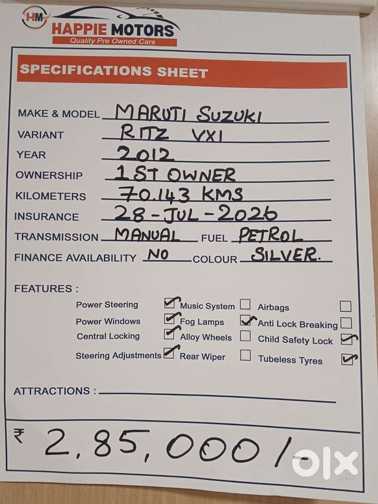 Maruti Suzuki Ritz Vxi, 2012, Petrol