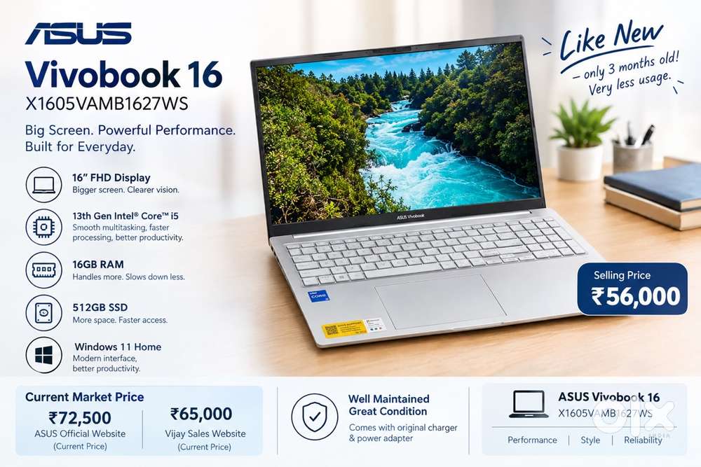 ASUS Vivobook 16 &ndash; 13th Gen i5 | 16GB RAM | 512GB SSD | Like New