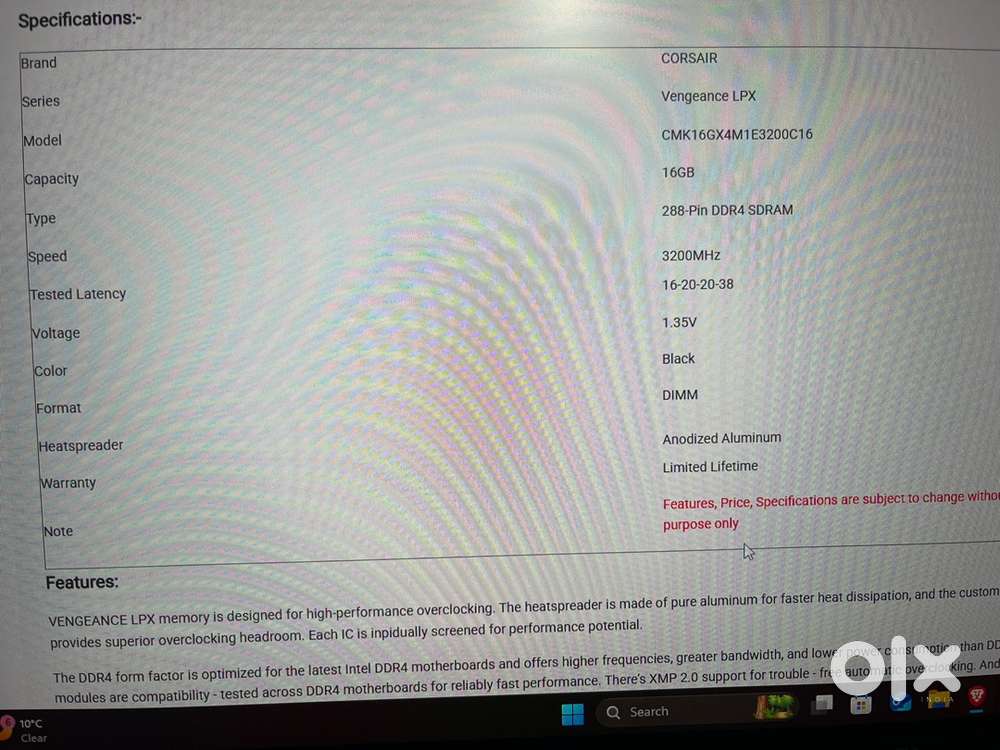 Ddr4 16 gb ram vengence - Computer Accessories in Wazirpur, Delhi