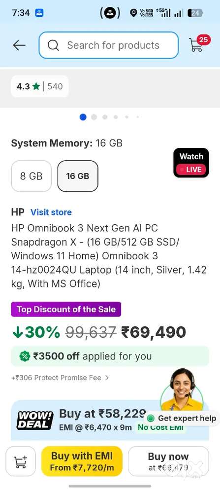 Hp new laptop 16/512