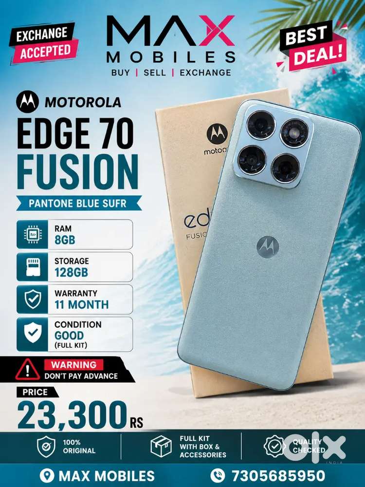 MOTOROLA EDGE 70 FUSION
(PANTONE BLUE SUFR)

RAM : 8GB

STORAGE : 128G