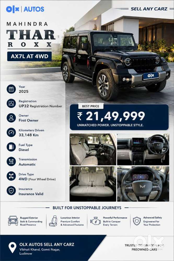 Mahindra Thar Roxx Ax7 L Diesel At 4wd, 2025, Diesel
