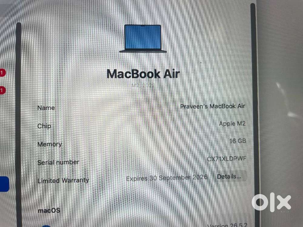 Apple MacBook Air M2 16GB RAM 256GB  100% Battery Health  Excellent