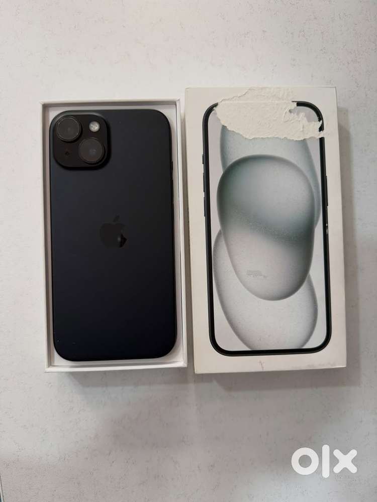 iPhone 15 available in black colour 128 gb with bill box