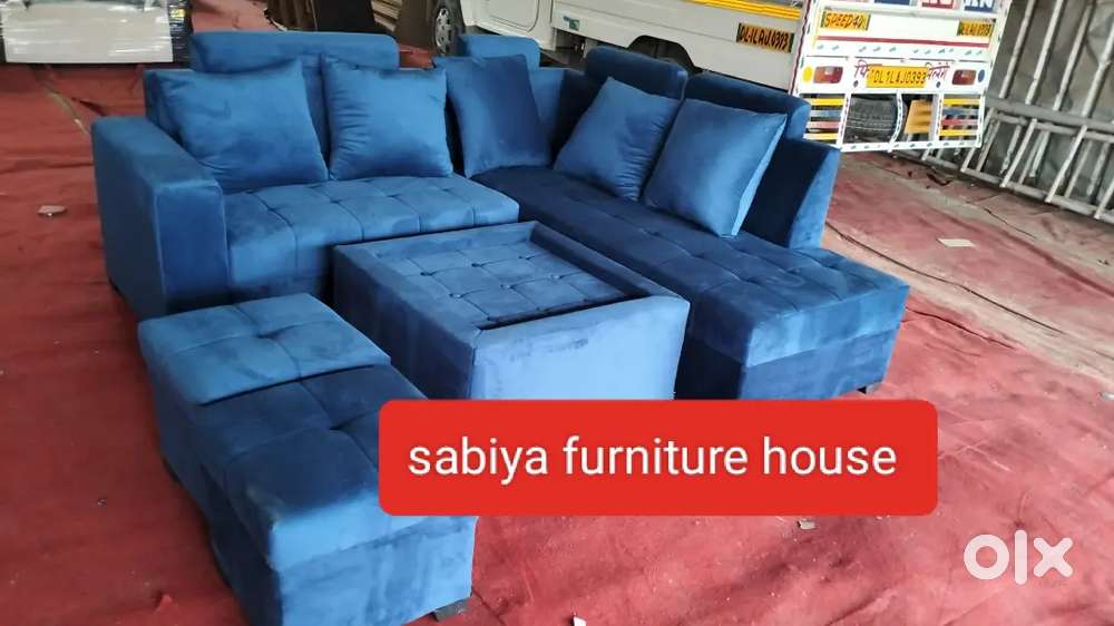 New brand l shaped sofa set 7 seater 2 puffy and with table Sofa & Dining 1753688556