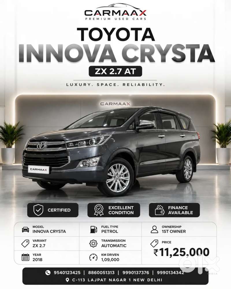 Toyota Innova Crysta [2020-ongoing] 2.7 Zx At 7 Str, 2018, Petrol