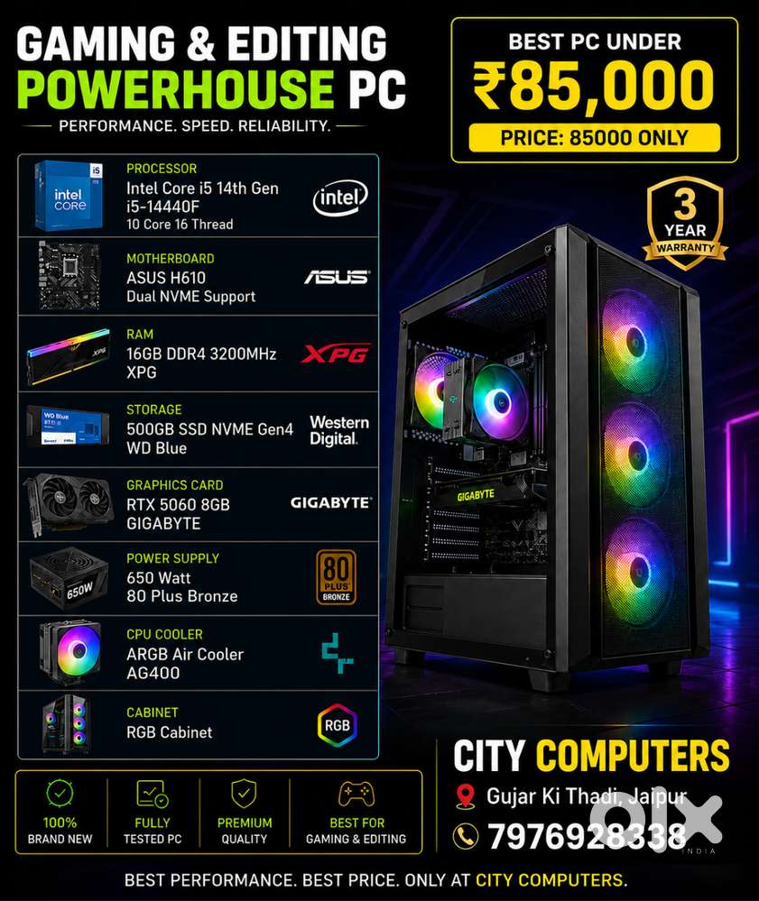 Editing Gaming PC i5 14th Gen 16GB Ram 500GB SSD RTX 5060 8GB