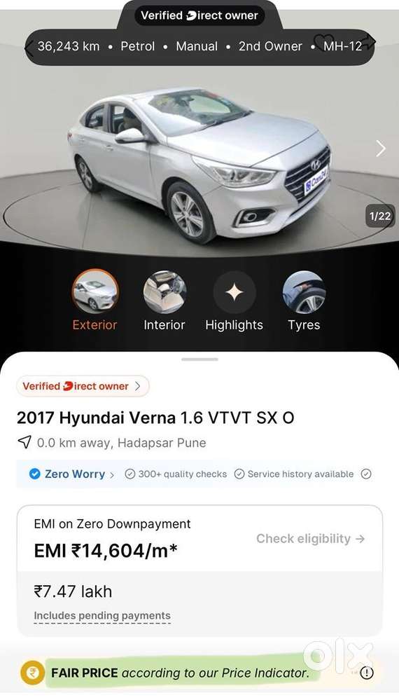 Hyundai Verna 2017 Vtvt Sx (o) Petrol Excellent Condition