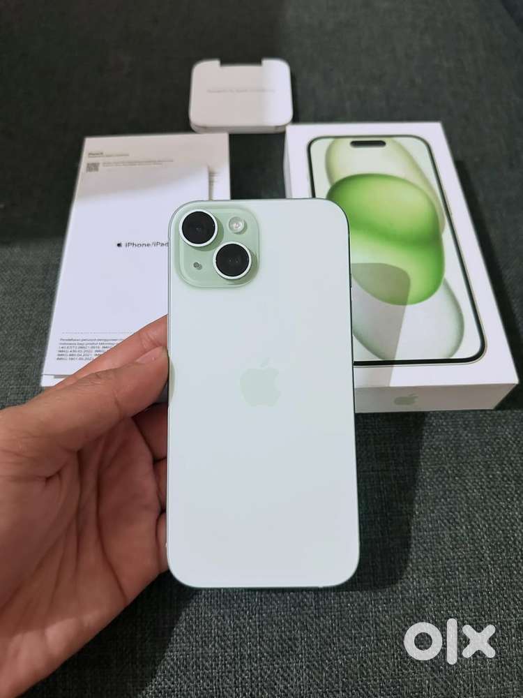 iPhone 15 available in green colour 128 gb with bill box