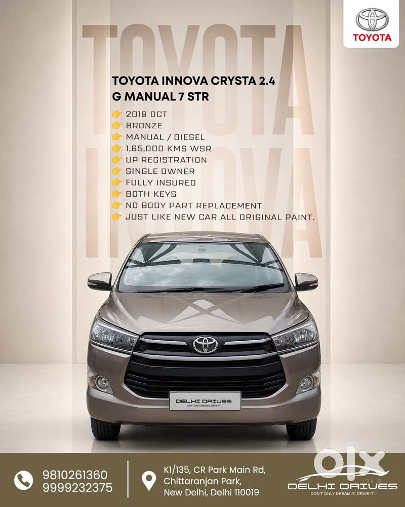 Toyota Innova Crysta 2.4 G Mt, 2018, Diesel