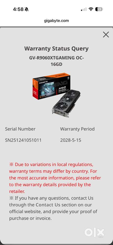 Graphic card 9060xt 16gb 1.5 year warranty left only 41k