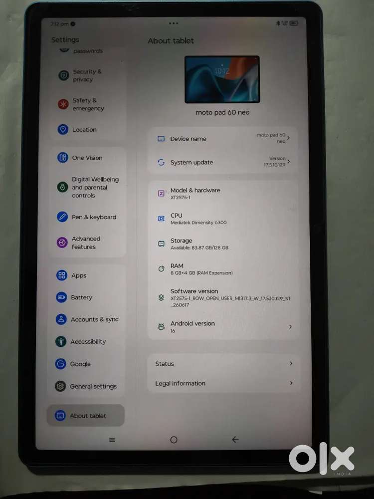 Motopad 60 neo wifi 8gb ram 128 gb rom