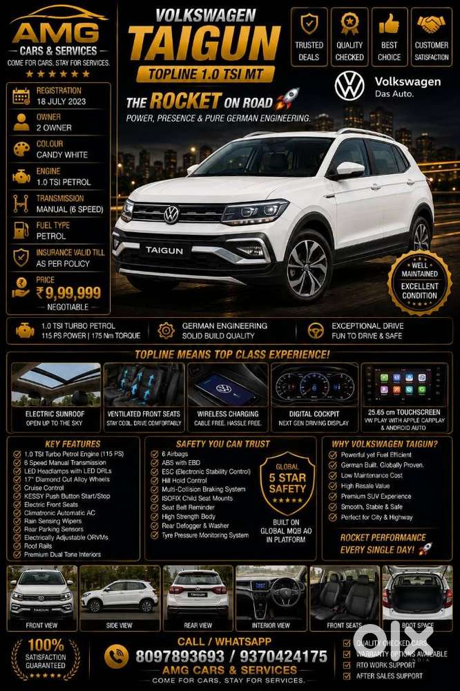 Volkswagen Taigun 1.0 Tsi Topline, 2023, Petrol
