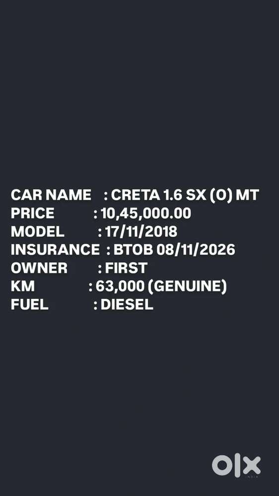 Hyundai Creta 1.6 Crdi Sx Option, 2018, Diesel