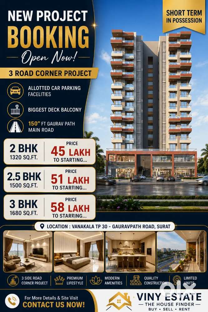 2&3BHK NEW PROJECT READY POSSESSION IN SHORT TERM, VANAKALA TP30 SURAT