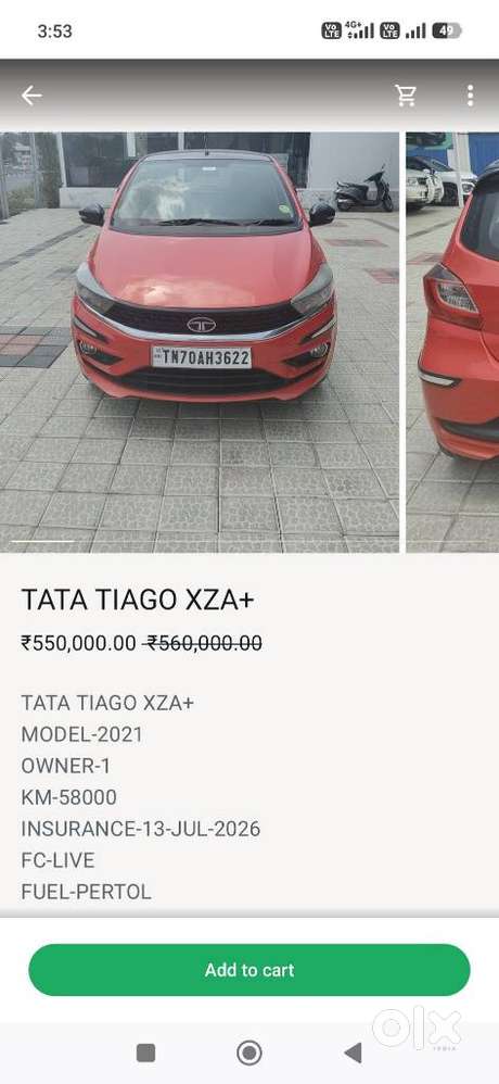 Tata Tiago 1.2 Revotron Xza Plus Amt, 2021, Petrol