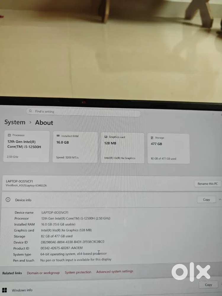 Asus vivobook  Processer-12400H 16/512