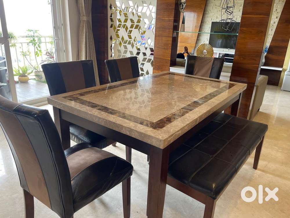 Italian MarbleTop 6 seater dining table and chairs for sale. Sofa