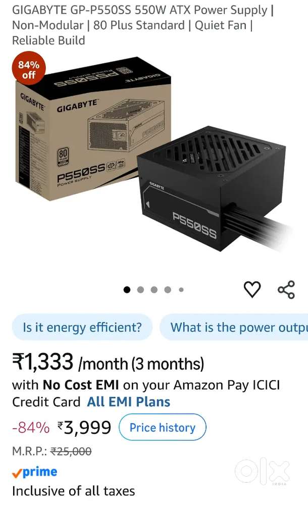 Gigabyte p550ss 550W power supply in warranty