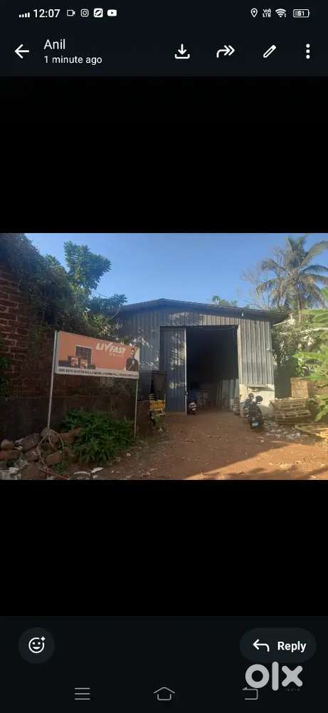 Godown /ware house for rent near kakkad Spinning mill kannur