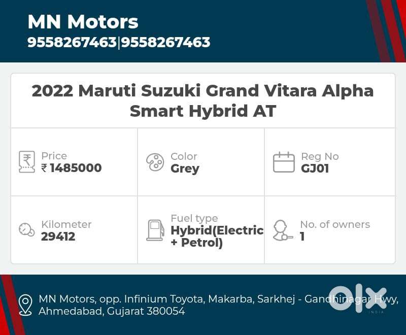 Maruti Suzuki Grand Vitara Alpha Smart Hybrid, 2022, Petrol