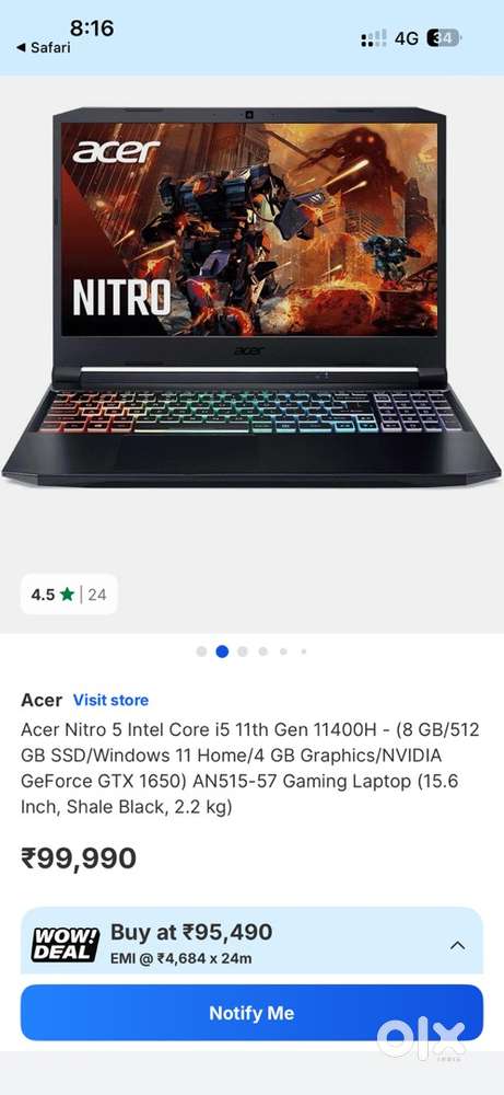 Acer Nitro 5 Gaming - 16GB/512GB SSD