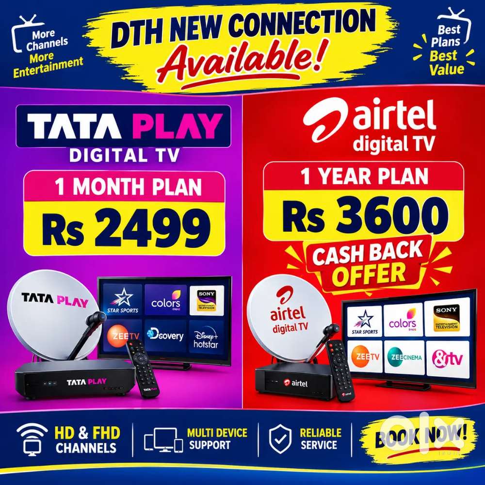 TATAPLAY ! AIRTEL DIGITAL TV ! 1 MONTH TO 1 YEAR PACK ! DIWALI OFFER !