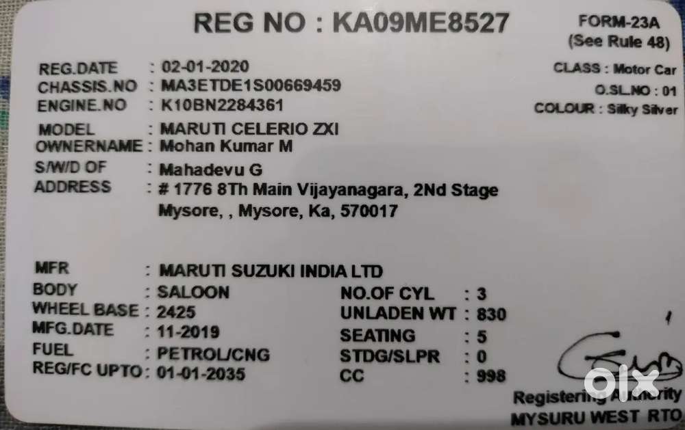 Celerio Petrol/cng Car For Sale