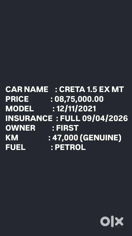 Hyundai Creta 1.5 Ex Petrol, 2021, Petrol