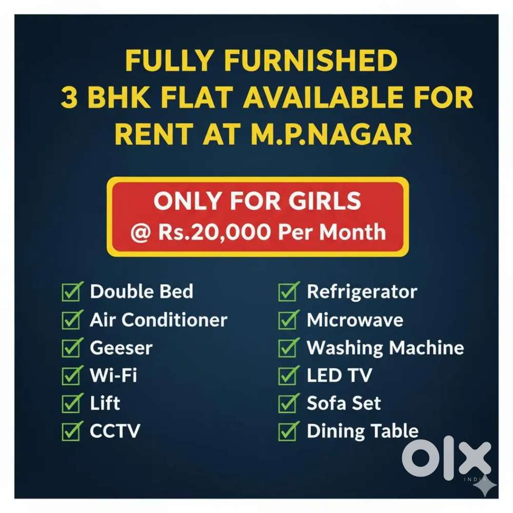 3 BHK Flat for Rent - PG & Guest Houses - 1821844444