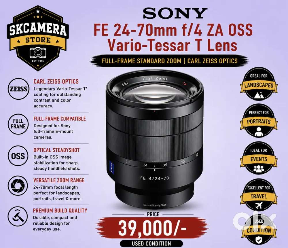 Sony FE 24-70mm f/4 ZA OSS Vario-Tessar T Lens  Full-Frame SK465