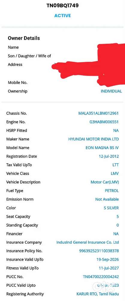 Hyundai Eon 2011 Petrol 66000 Km Driven Moving To New Car